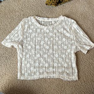 Amazon Cream Sheer Floral crop top